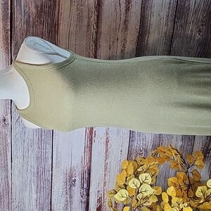 NEW A NEW DAY OLIVE GREEN RIBBED SLEEVELESS LONG KNIT MAXI DRESS